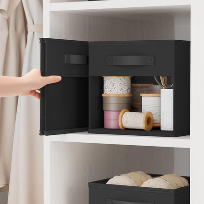 DIMJ Storage Cubes, 11x 11 inch Cube Storage Bin, 6 Pack Closet organizers and storage Bins with Window, Collapsible Baskets with Handle for Shelves, Clothes, Toys, Books (Grey)