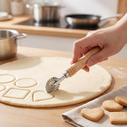 2 Pcs Fluted Pastry Wheel Cutter, Fluted Pastry Wheel