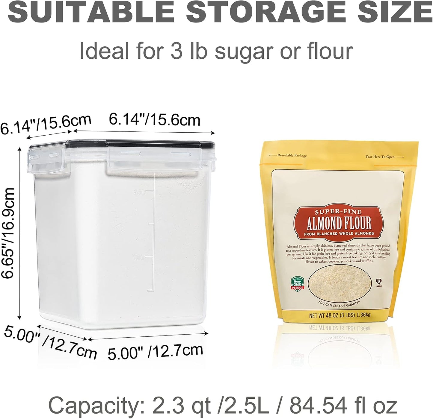 PANTRYSTAR Large Food Storage Containers with Lids Airtight 5.2L /176Oz, for Flour, Sugar, Baking Supply, 3PCS BPA Free Plastic Canisters for Kitchen Pantry Organization