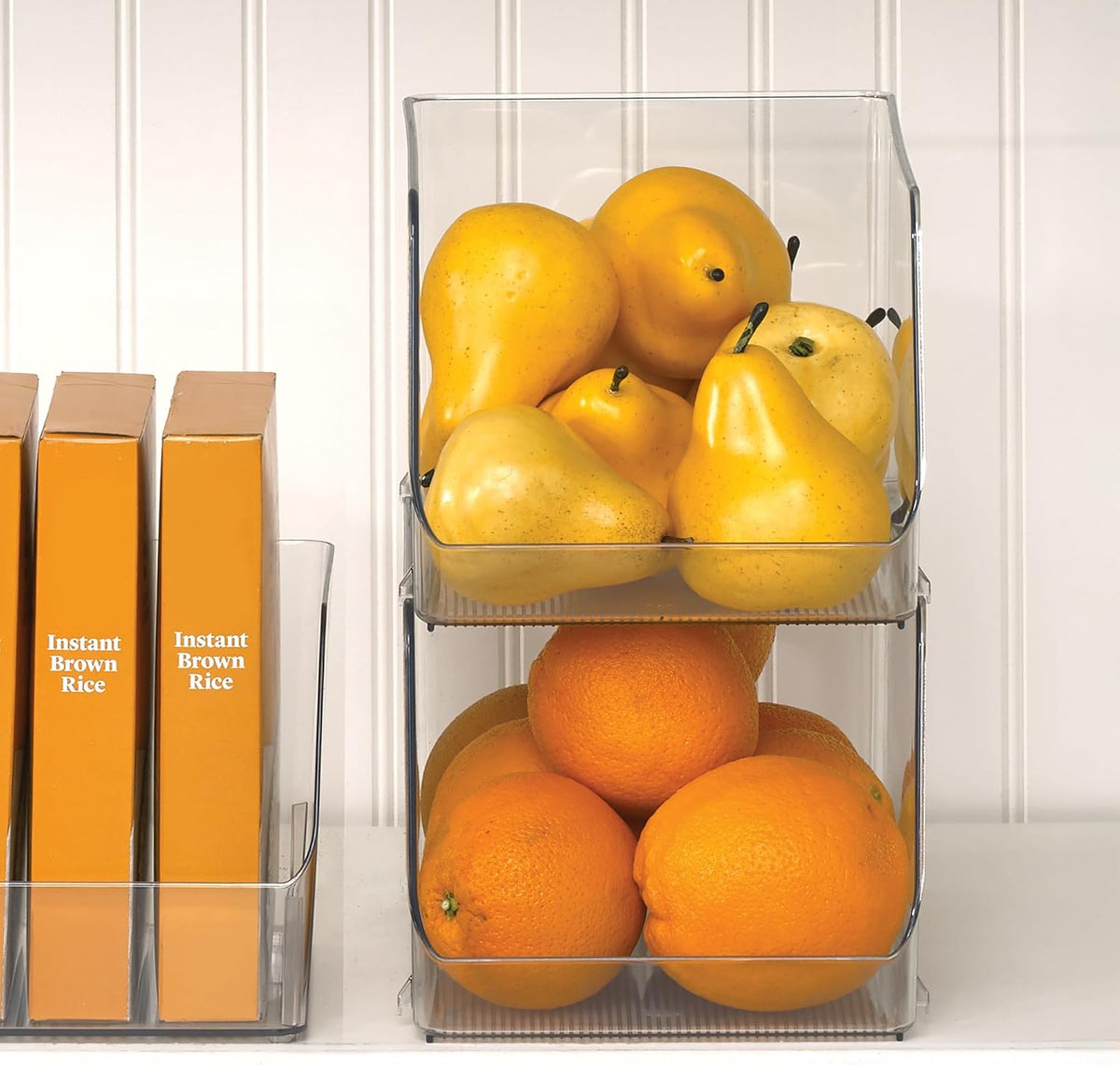 iDesign Clear Plastic Stackable Storage Bin, 2-Pack | Open Front, Easy Access Organizer, For Pantry or Cabinet