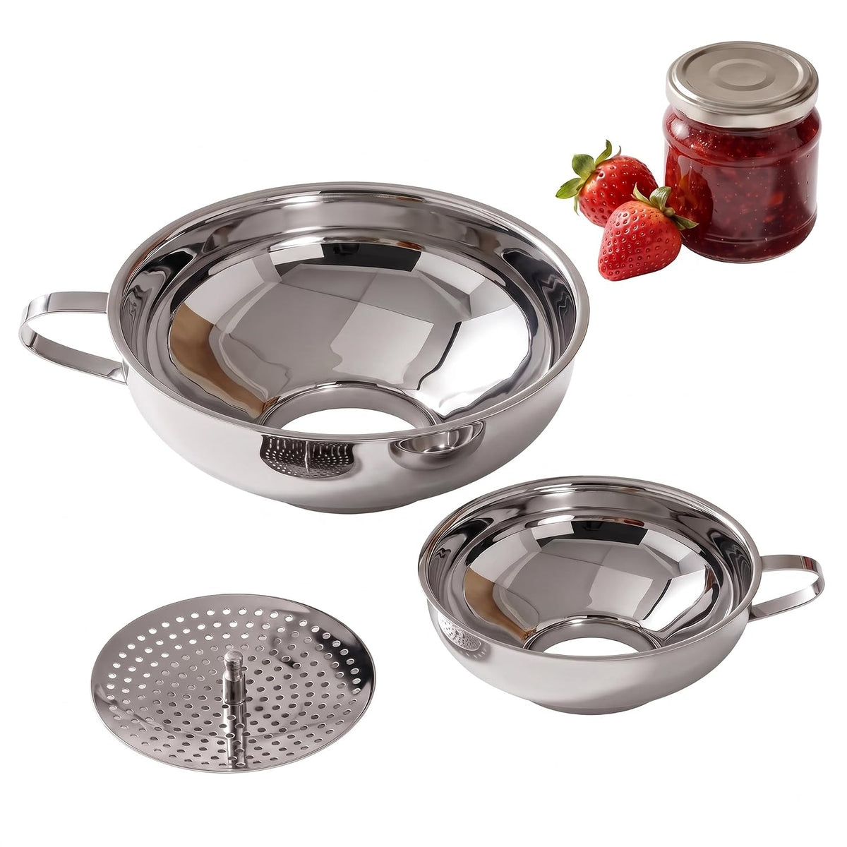 Canning Funnel for Mason Jars, Wide Mouth with Strainer, 3PCS