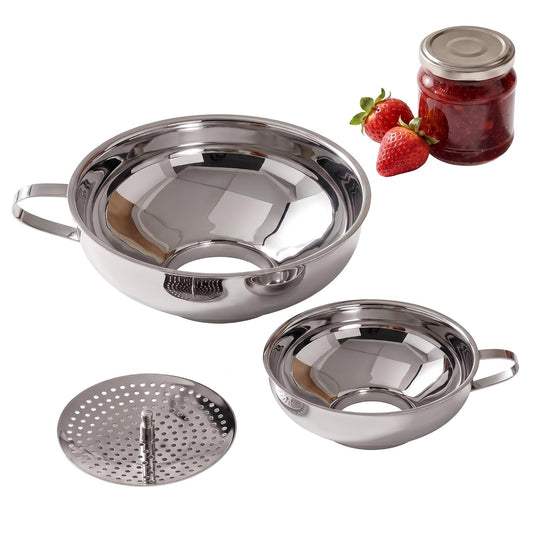 Canning Funnel for Mason Jars, Wide Mouth with Strainer, 3PCS