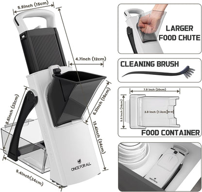 ONCE FOR ALL Upgrade Safe Mandoline Slicer Plus, Biger Size, Adjustable Vegetable Food Chopper Potato Fries Cutter, Detachable Blade, Kitchen Chopping Artifact, Gift (SkyBlue)