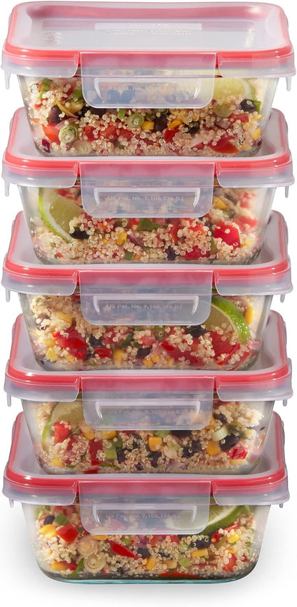 Pyrex Freshlock (4-Pack) Mixed Sized Glass Food Storage Containers Set, Airtight & Leakproof Plastic Locking Lids BPA-Free, Meal Prep Containers Set, Freezer Dishwasher Microwave Safe