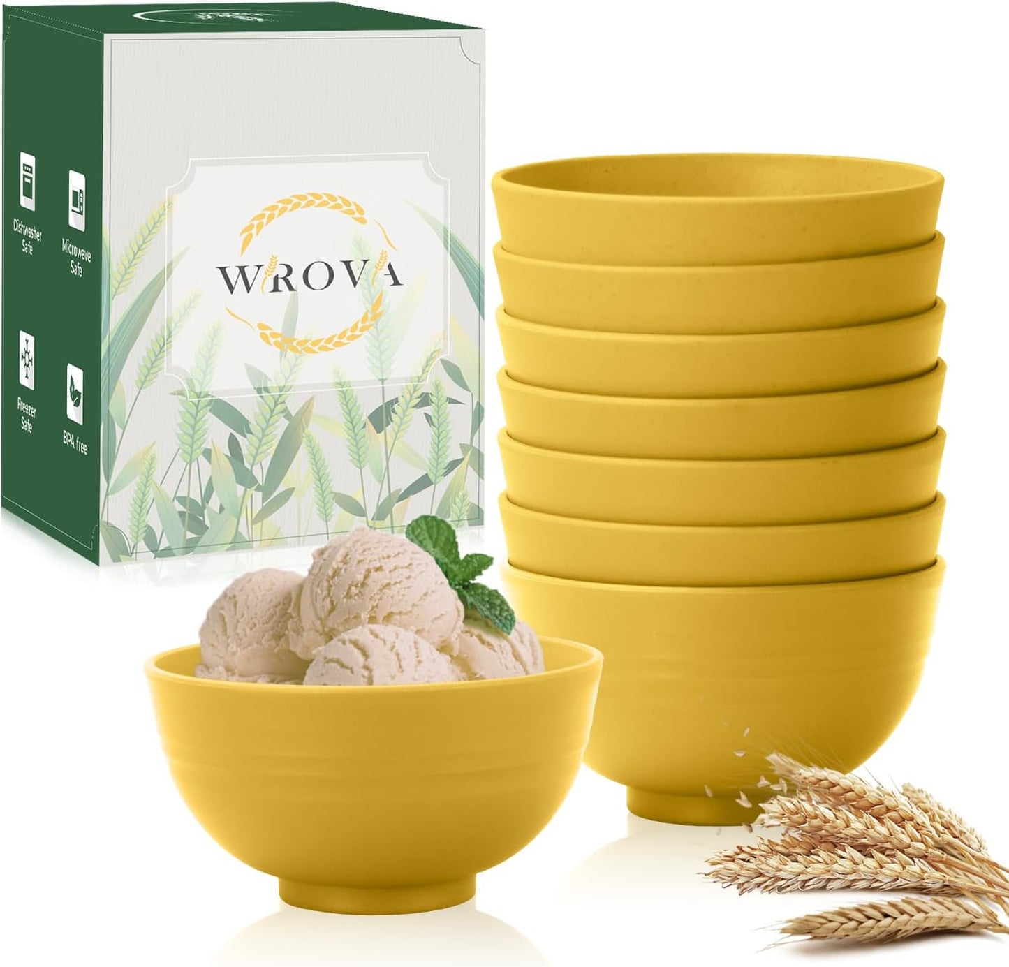 Wheat Straw Bowl Sets,8 PCS Unbreakable Cereal Bowl 26 OZ,Microwave and Dishwasher Safe Bowls,Bowl Sets for Camping and Picnic BPA Free Colorful Salad Bowls for Serving Soup,Oatmeal and Fruit Etc…