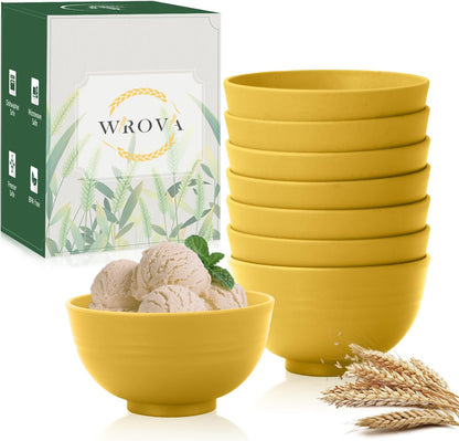 Wheat Straw Bowl Sets,8 PCS Unbreakable Cereal Bowl 26 OZ,Microwave and Dishwasher Safe Bowls,Bowl Sets for Camping and Picnic BPA Free Colorful Salad Bowls for Serving Soup,Oatmeal and Fruit Etc…