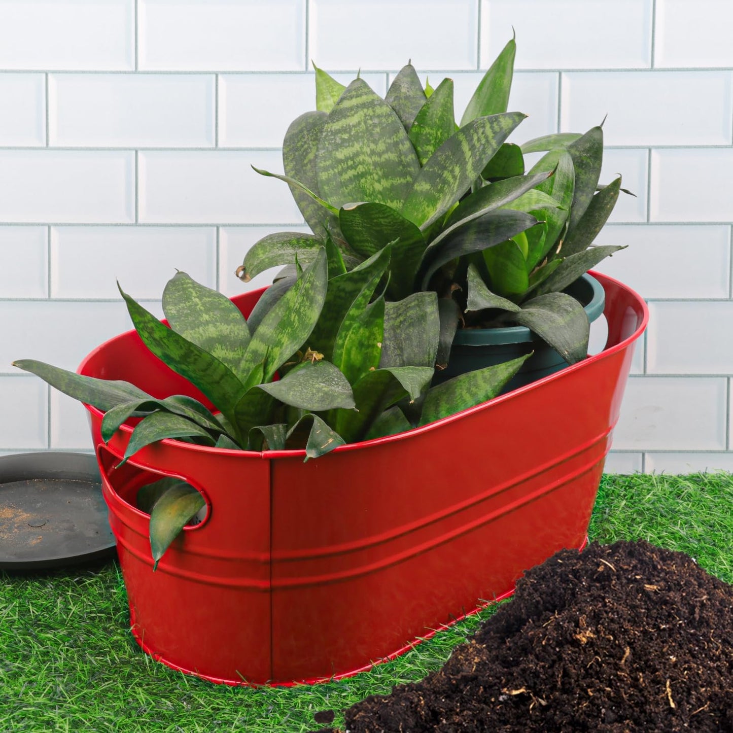 3 Pack 15.3" x 9" x 6" Yellow Metal Galvanized Tub with Handles, 3 Gallon Large Beverage Tubs for Parties, Beer, Wine, and Cocktails, Rust-Proof and Durable Ice Buckets
