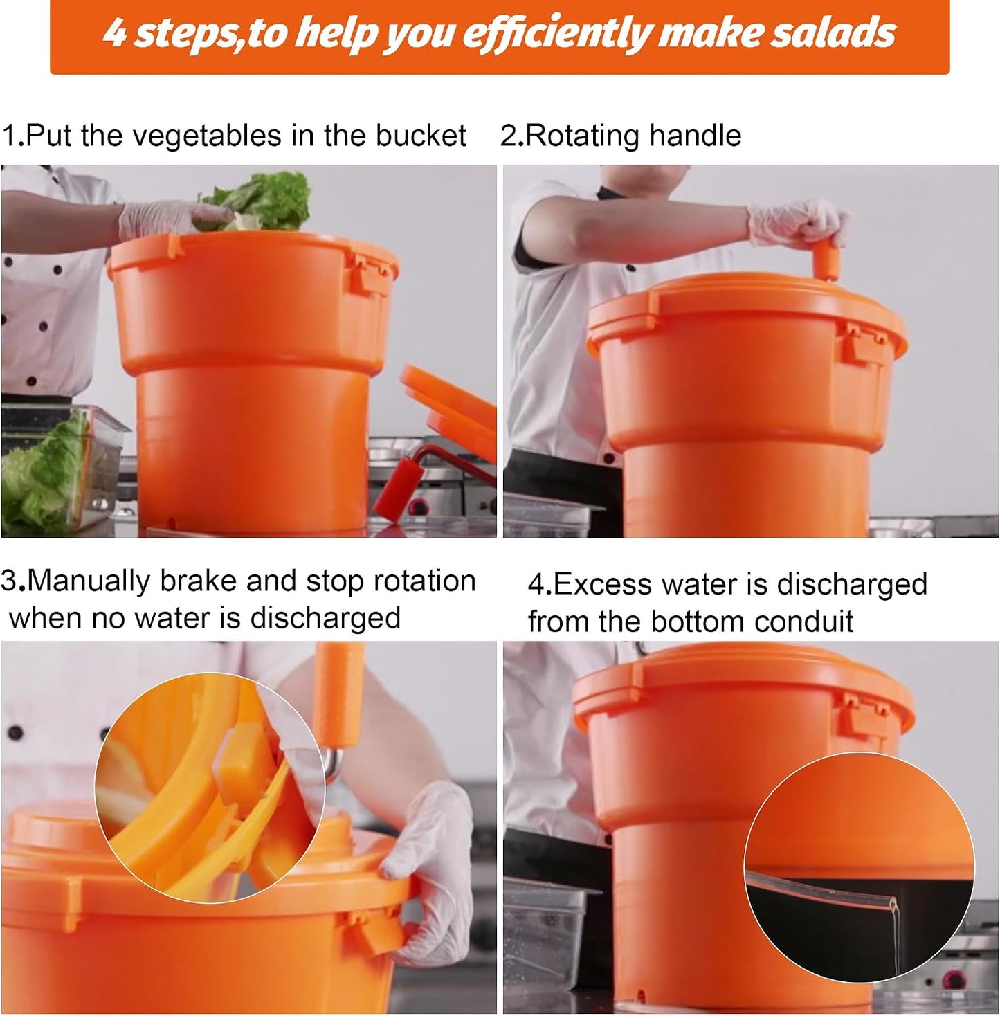CLIVIA 5 Gal/20 Qt Large Commercial Salad Spinner Jumbo Manual Lettuce Dryer-Dries up to 7 Heads of Lettuces