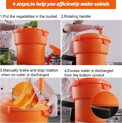 CLIVIA 5 Gal/20 Qt Large Commercial Salad Spinner Jumbo Manual Lettuce Dryer-Dries up to 7 Heads of Lettuces