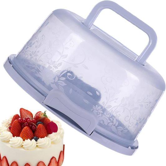 Cake Container, Round Cake Containers for 10 Inch Cakes, Portable Cakes Carrier with Lid and Handle, Dustproof Cupcake Holder, for Transport Pies Nuts Fruit Pie Muffin Pizza Desserts