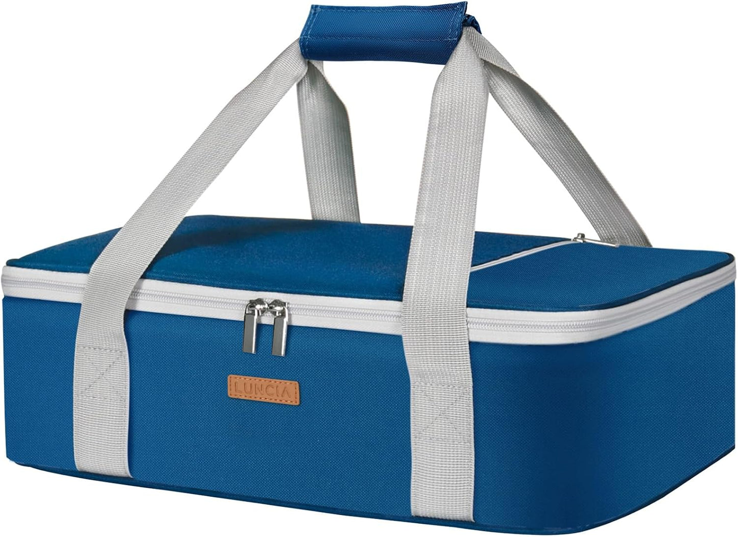 LUNCIA Insulated Single Decker Casserole Carrier, Lasagna Lugger Tote Keeps Food Hot or Cold, Thermal Lunch Bag for Potluck Parties, Picnic and Cookouts, Fits 9" x 13" Baking Dish, Black