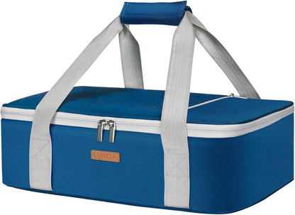 LUNCIA Insulated Single Decker Casserole Carrier, Lasagna Lugger Tote Keeps Food Hot or Cold, Thermal Lunch Bag for Potluck Parties, Picnic and Cookouts, Fits 9" x 13" Baking Dish, Black