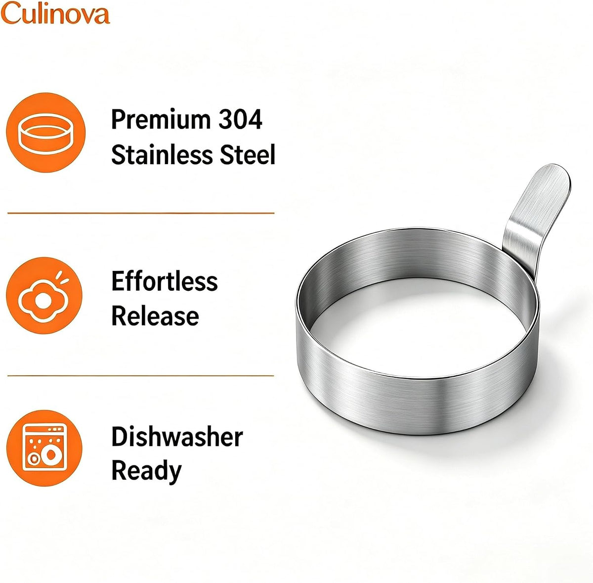 Stainless Steel Egg Rings 4 Pack with Uncoated Finish 3.5"