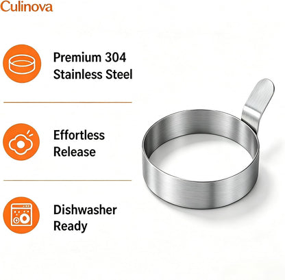 Stainless Steel Egg Rings 4 Pack with Uncoated Finish 3.5"