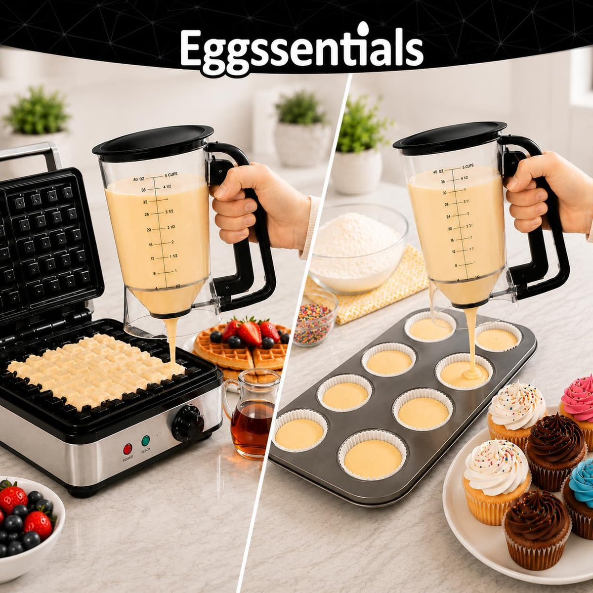 Eggssentials Pancake Batter Dispenser with Squeeze Handle Pancake Dispenser
