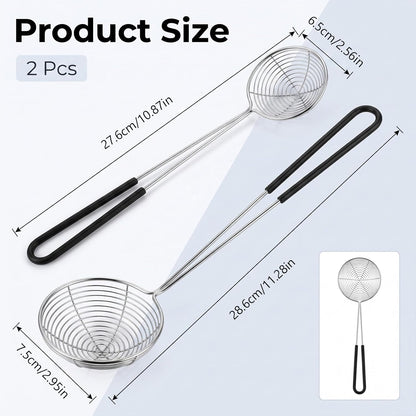 2Pcs Spider Strainer Skimmer Stainless Steel Hot Pot Strainer Spoons