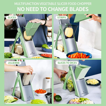 ONCE FOR ALL Upgrade Safe Mandoline Slicer Plus, Biger Size, Adjustable Vegetable Food Chopper Potato Fries Cutter, Detachable Blade, Kitchen Chopping Artifact, Gift (SkyBlue)