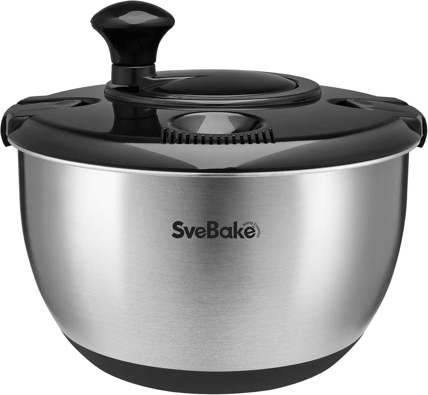 Stainless Steel Salad Spinner, 4.8 Qt Vegetable Washer, BPA-Free Lettuce Dryer with Crank Design, Dishwasher Safe, Non-Slip Base - Transparent Lid