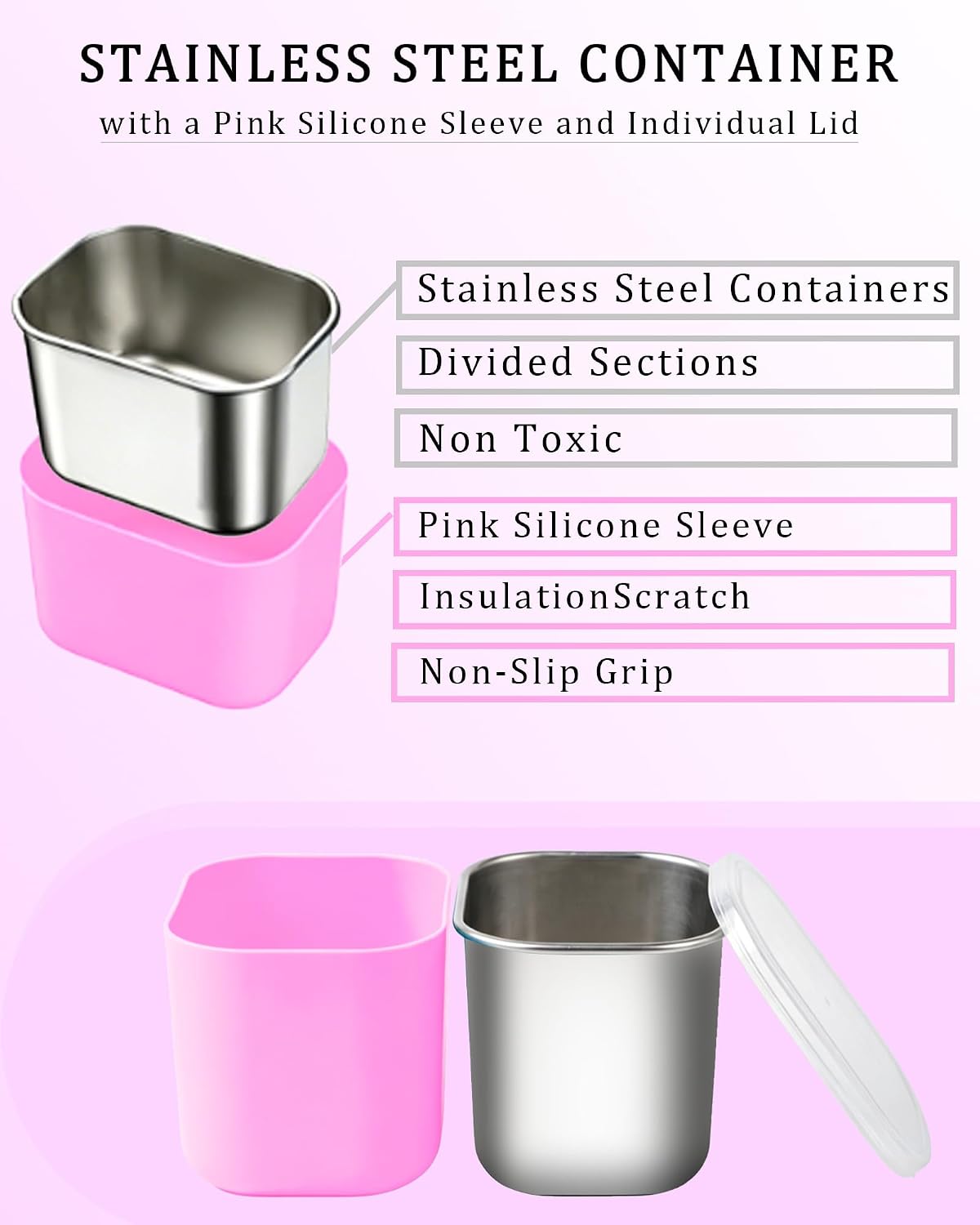 Snackle Box Container, Stainless Steel Divided Serving Tray with Lid and Handle, Large Snack Tray for Fruit Veggie Candy, 8-Compartment Snack Platter for Travel Party Beach Picnic