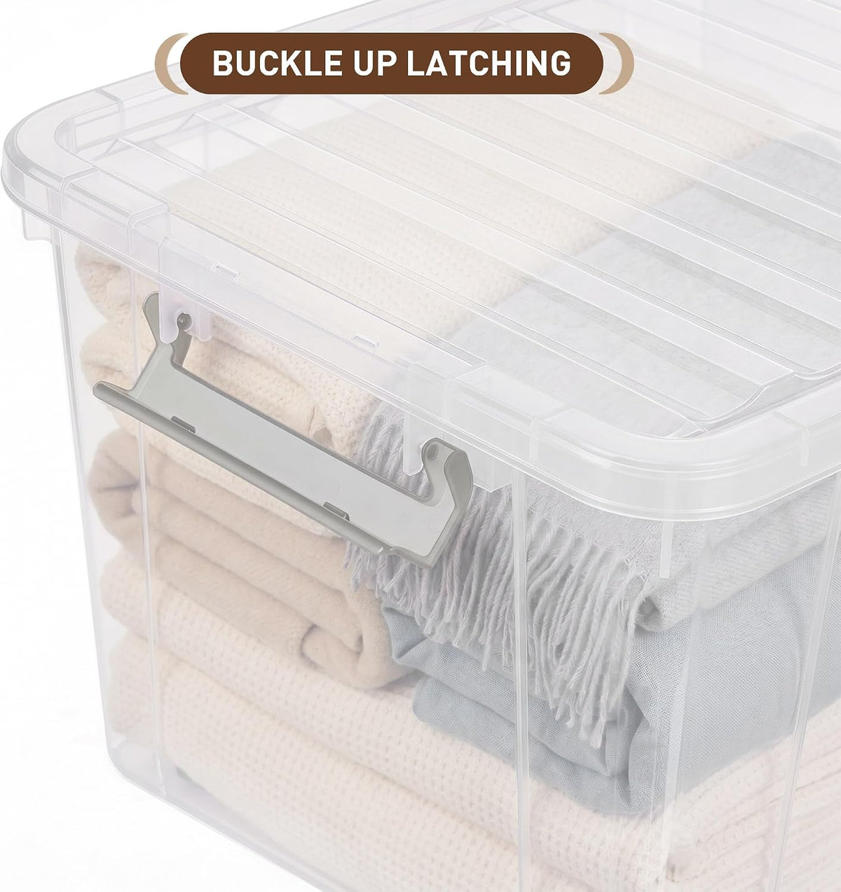 Citylife 32 QT Plastic Storage Bins with Latching Lids Stackable Storage Containers for Organizing Large Clear Storage Box for Garage, Closet, Kitchen, 4 Packs