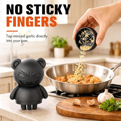 Demon Bear Garlic Crusher, Goth Halloween Rotary Mincer for 1-3 Cloves