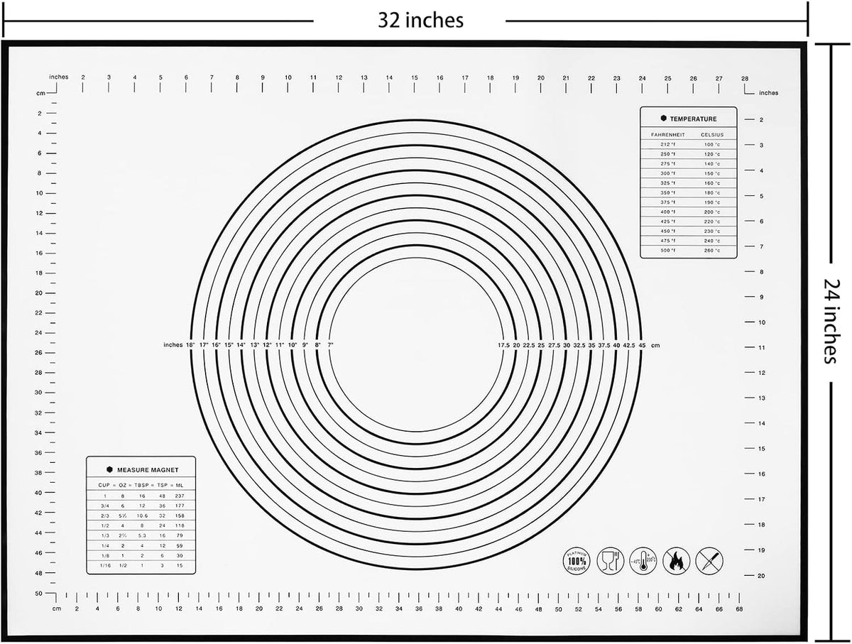 Yansumi silicone pastry non stick baking mat with measurement fondant mat with three sizes for silicone baking mat, counter mat, dough rolling mat,fondant/pie crust mat (Red, 16"L x 12"W)
