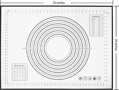 Yansumi silicone pastry non stick baking mat with measurement fondant mat with three sizes for silicone baking mat, counter mat, dough rolling mat,fondant/pie crust mat (Red, 16"L x 12"W)