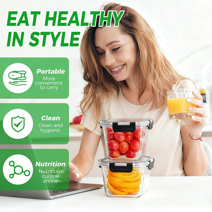 32 oz Glass Soup Containers with Lids, 4 Cup Glass Food Storage Containers with lids, Meal Prep Containers, Microwave, Oven, Freezer and Dishwasher, BPA Free