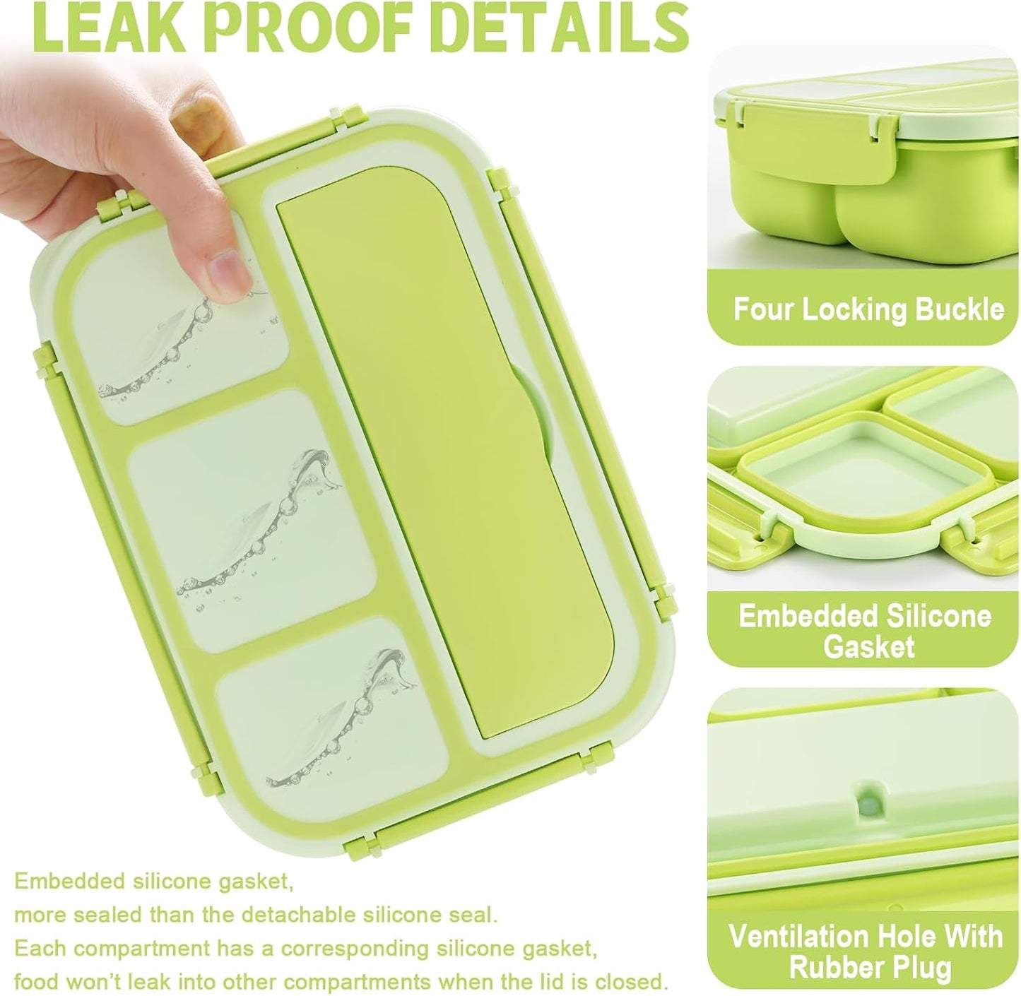 Bento Box Adult Lunch Box, Lunch Containers for Kids Girls Boys with 4 Compartments, Lunchable Food Container with Utensils, Sauce Jar, Muffin Liners, 40 Oz/5 Cup, Microwave Safe, Lavender