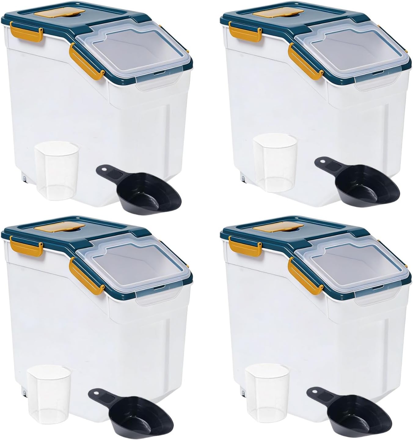 Saim Flour Storage Container Bin 25lbs (2 Pack), BPA Free Rice & Food Dispenser with Lid, Measuring Cup & Scoop - Kitchen Pantry Organizer for Grain, Cereal, Dog Food, Baking Supplies - Dark Blue