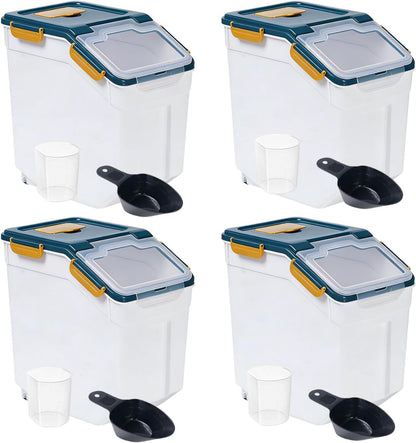 Saim Flour Storage Container Bin 25lbs (2 Pack), BPA Free Rice & Food Dispenser with Lid, Measuring Cup & Scoop - Kitchen Pantry Organizer for Grain, Cereal, Dog Food, Baking Supplies - Dark Blue