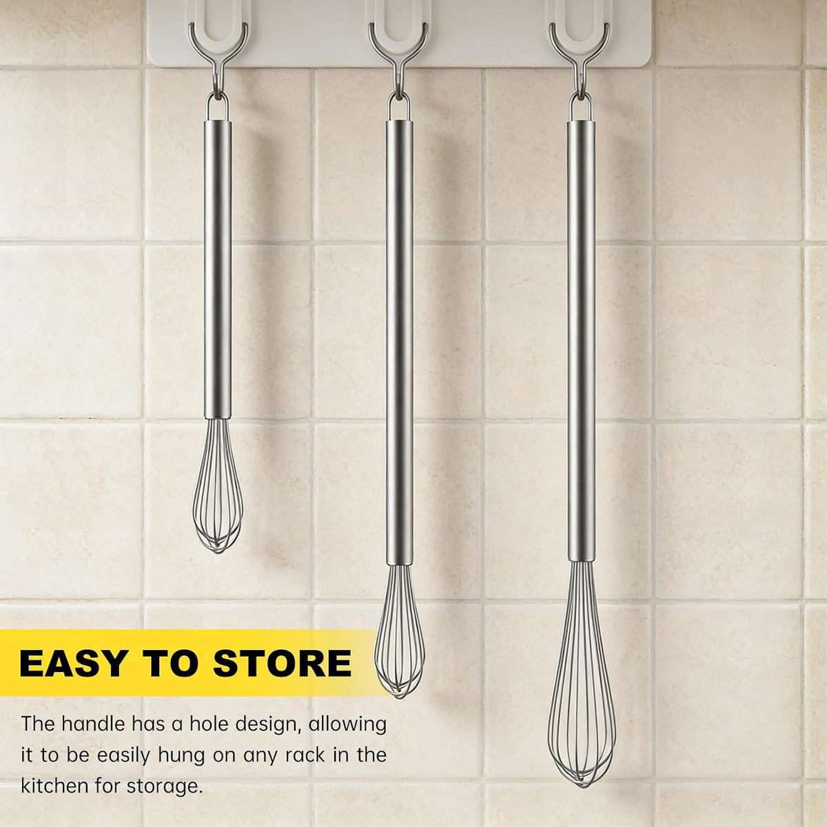 NileHome 3-Pack Stainless Steel Whisk Set, Kitchen Utensils for Cooking