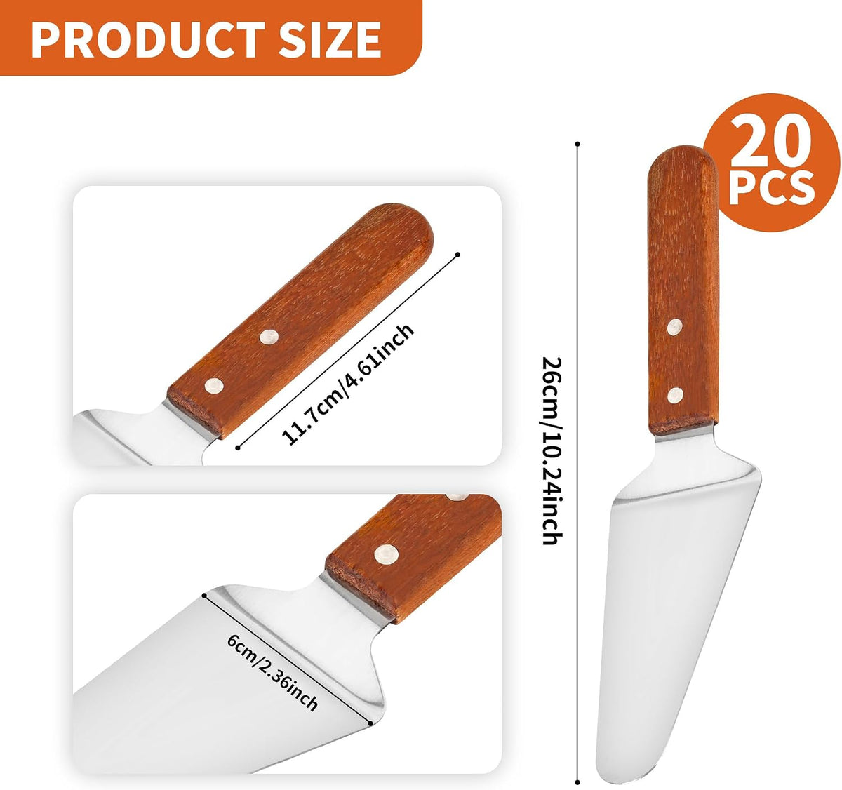 20 Pack Pizza Server Spatula, 10.2 x 2.4 Inches
