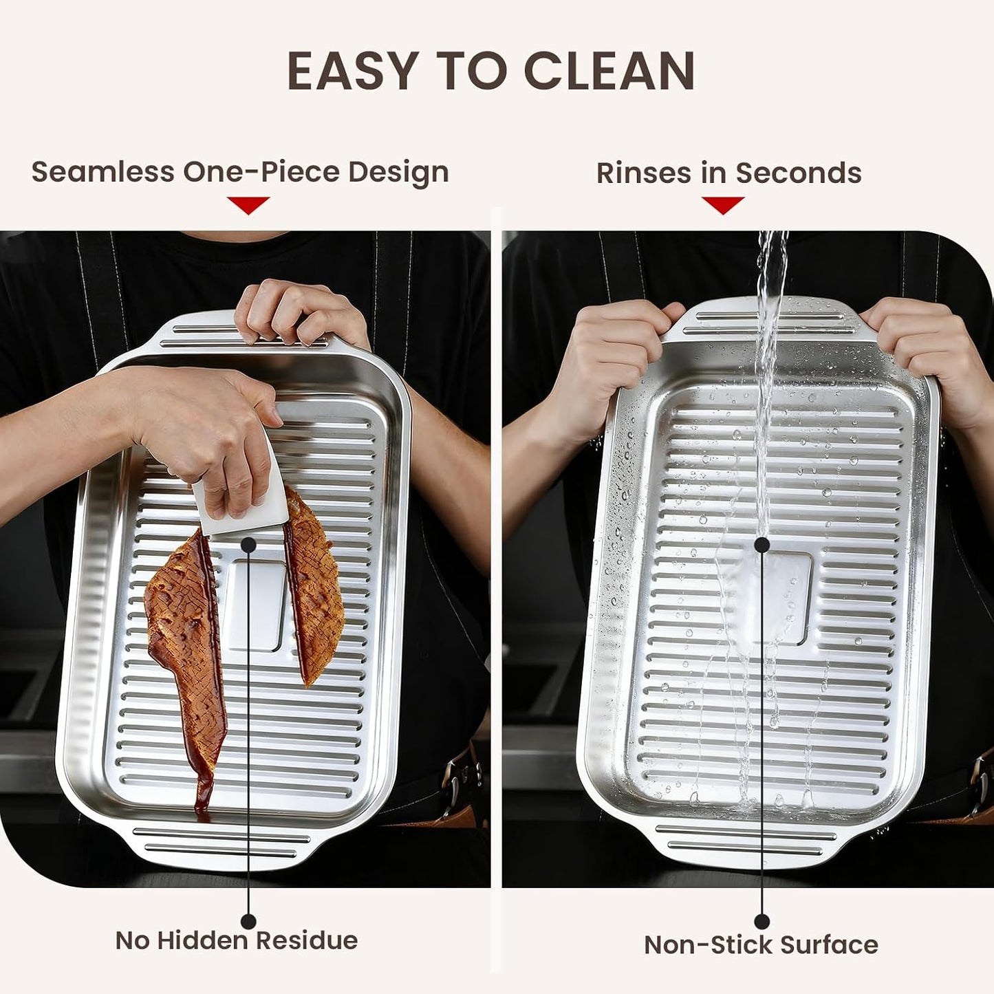 Grilling Prep and Serve Trays, 5-in-1 Grill Carry System Stainless Steel Food Prep Tray Set with Lid for BBQ, Marinating, and Serving