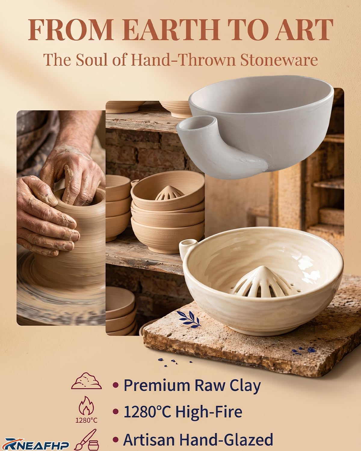 The Original Artisan Swirling Berry Bowl – Hand-Thrown, Functional Ceramic Art Self Washer Spinning Vortex Berry Washing Bowls Fruit Basket Automatic Quick Rotating Cleaning with Drain Holes