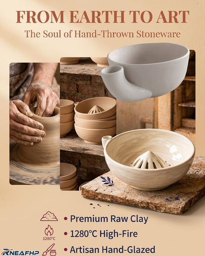 The Original Artisan Swirling Berry Bowl – Hand-Thrown, Functional Ceramic Art Self Washer Spinning Vortex Berry Washing Bowls Fruit Basket Automatic Quick Rotating Cleaning with Drain Holes