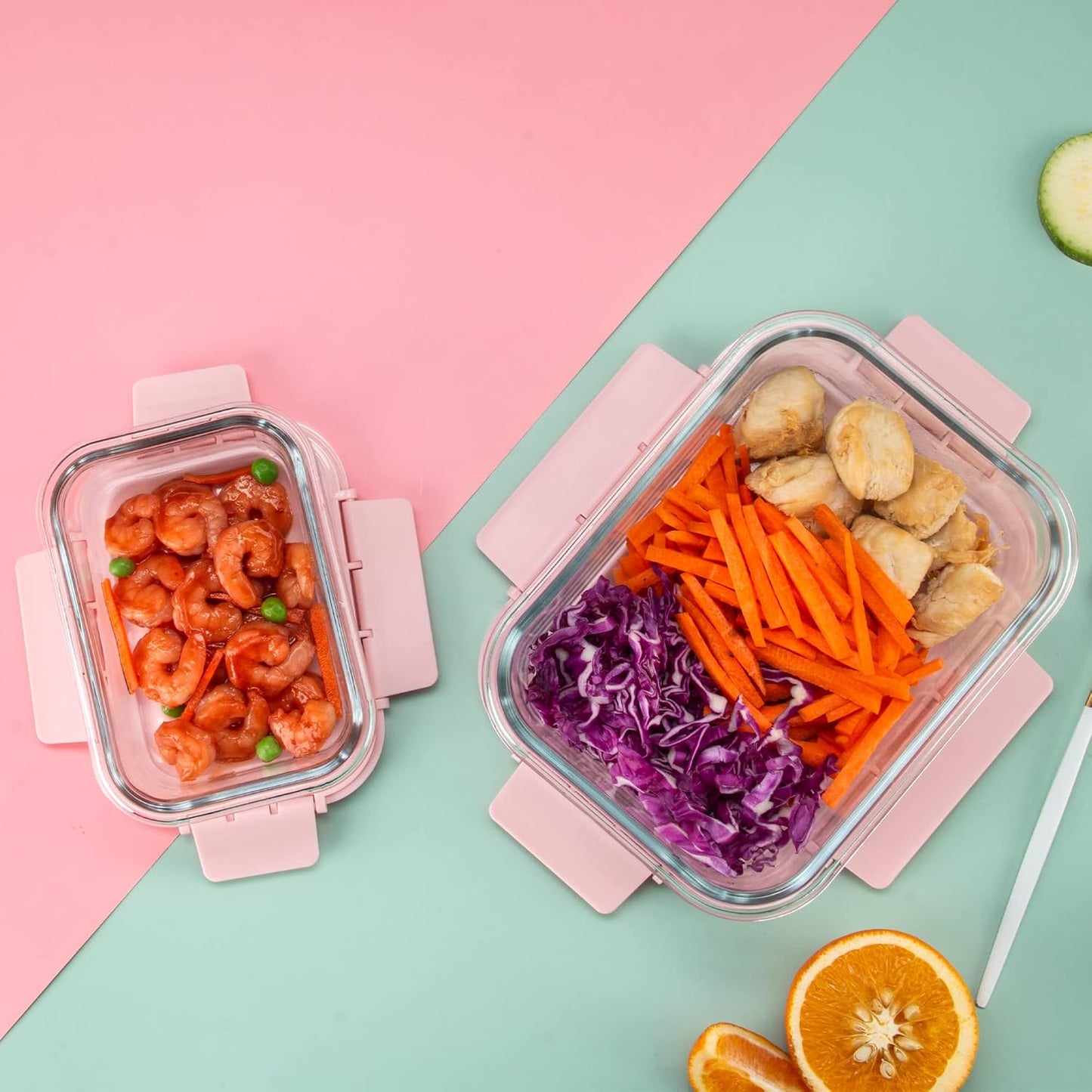Glass Food Storage Containers 10 Pack, Meal Prep Containers with Snap Locking Lids Airtight Built in Air Vents, Glass Lunch Containers, Microwave/Dishwasher Safe, Navy Blue