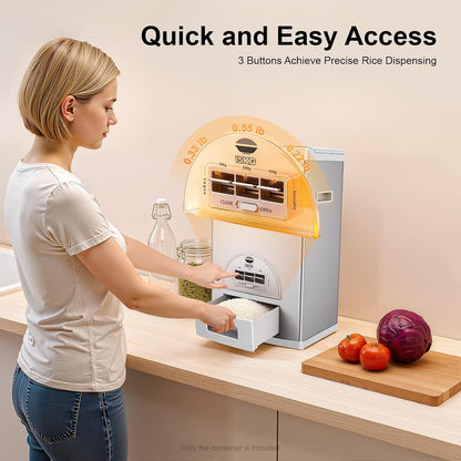 Gdrasuya10 22 Lbs Auto Rice Dispenser, Large Stainless Steel Rice Container with Scale Measuring for Home Kitchen Pantry Organization