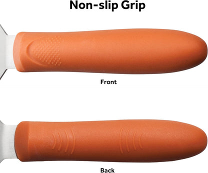 Winco 6 3/4" x 3 1/4" Orange High Heat Fish Spatula, Nylon Handle
