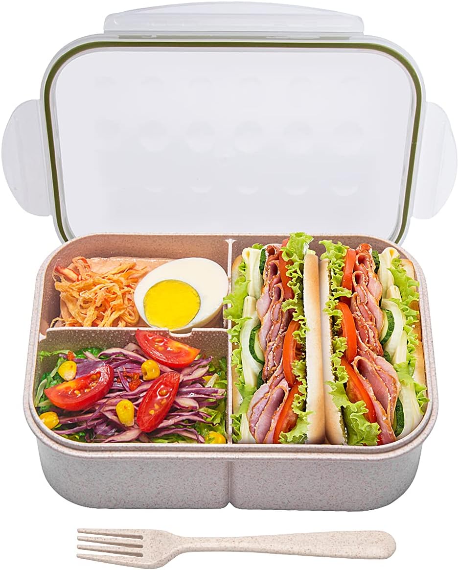MISS BIG® Bento Box,Bento Box Adult,Lunch Box,Leak Proof Lunch Containers,No BPAs and No Chemical Dyes Bento Lunch Box,Dishwasher and Microwave Safe Lunch Containers for Adults(1900ml Gray)