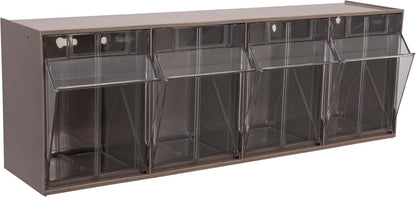 Akro-Mils TiltView Plastic Storage Cabinet with 6 Tilt Out Bins, Horizontal Organizer, Teacher Toolbox, and Office Supply Organizer, 23-5/8" W x 3-1/2" H x 3-3/4" D, Stone