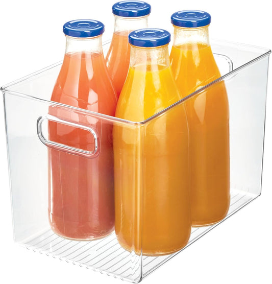 iDesign Linus BPA-Free Plastic Deep Kitchen Storage Bin, Clear | With Handles, 12" x 8" x 7.75"