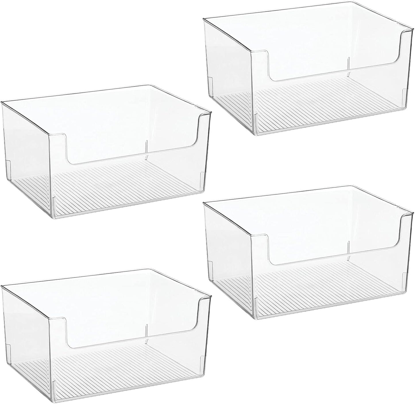 mDesign Modern Plastic Open Front Dip Storage Organizer Bin Basket for Bathroom Organization - Vanity Shelf, Cubby, Cabinet, and Closet Organizing Decor - Ligne Collection - 2 Pack - Clear