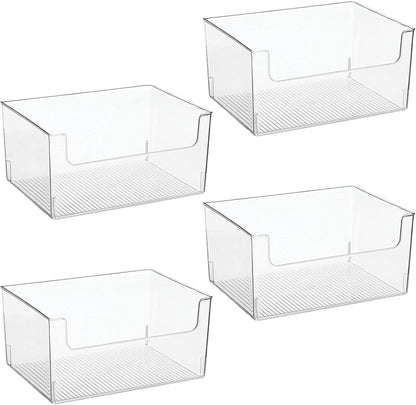 mDesign Modern Plastic Open Front Dip Storage Organizer Bin Basket for Bathroom Organization - Vanity Shelf, Cubby, Cabinet, and Closet Organizing Decor - Ligne Collection - 2 Pack - Clear