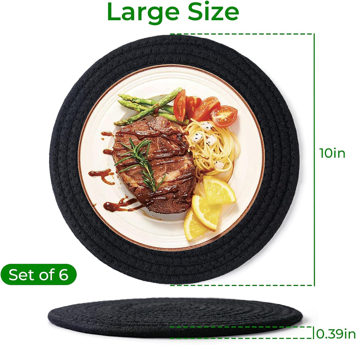 Large Trivets for Hot Dishes, Pots and Pans, Hot Pads 10 Inches 6 Pcs, Pot Holders for Kitchen, Heat Resistant Mats Protect Countertops, Kitchen Essentials Farmhouse Decor (Mix Brown)