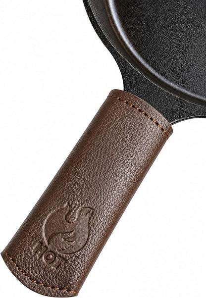 I.N Premium Leather Cast Iron Skillet Handle Cover (Standard 4.5) Thick Leather Heat Resistant Pan Handle Sleeve Holder for Cast Iron Handle Cover & Pans (Handmade)