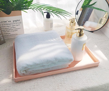 White Serving Tray (13.5 x 9.6 inch) for Serving Accessory, Elegant & Stackable Plastic Tray for Spa, Coffee, Drinks, Tea, Bar, Party, Seasoning, Perfume and Display Use.