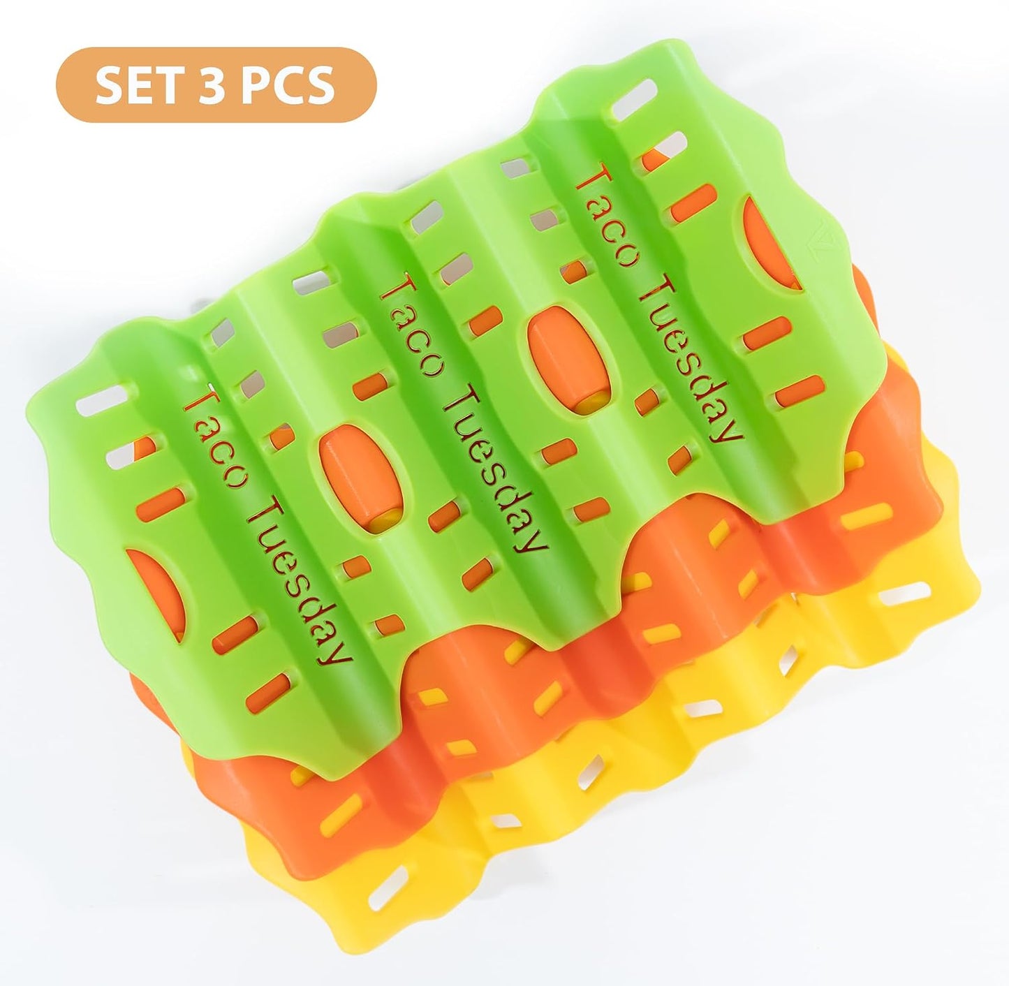 Li&Zhao Taco Holder Stands - 3 PCS Colorful Taco Trays Taco Plates Taco Rack Taco Stands Taco Shell Holder for Baking Grill Barbecue Oven Dishwasher & Microwave Safe