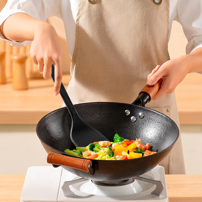 Silicone Kitchen Cooking Utensils Set: MOACC Heat Resistant 13inch Long Kitchen Gadgets, BPA Free Non Stick Rubber Cook Accessories For Food Prep, Frying, Serving, Basting (Light Grey)