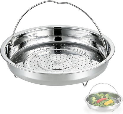 Broccoli Steamer Basket, Stainless Steel Vegetable Steamer Basket, for Steaming Food, with Foldable Handle and Stable Stand, Fine Steam Holes, Non-Rust, Ideal for Veggie and Most Pots